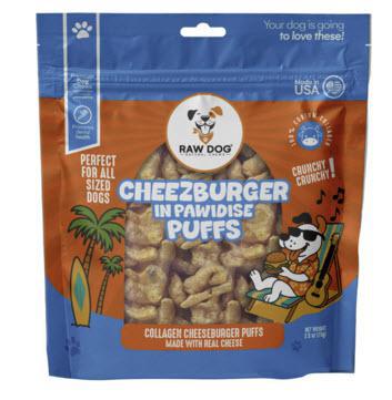 Raw Dog Treat Beef Collagen Puffs Cheezeburger Flavor 2.5 oz