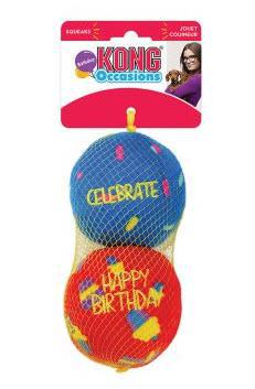 Kong® Occasions Birthday Balls Dog Toy Medium 2 Pack 2-Tone