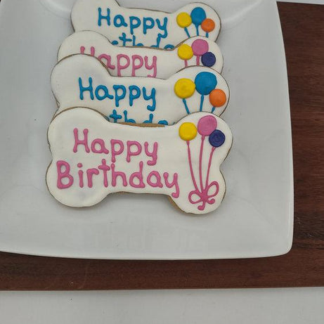 Happy Birthday Dog Bone With Balloons