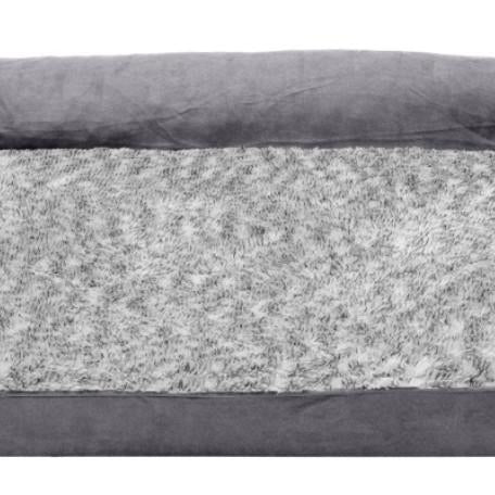 Fur Haven Pet Products Two-Tone Faux Fur & Suede Sofa Orthopedic Pet Bed