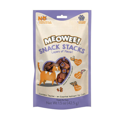Meowee! Snack Stacks Cat Treat Real Chicken, Real Salmon & Real Beef 1.5OZ