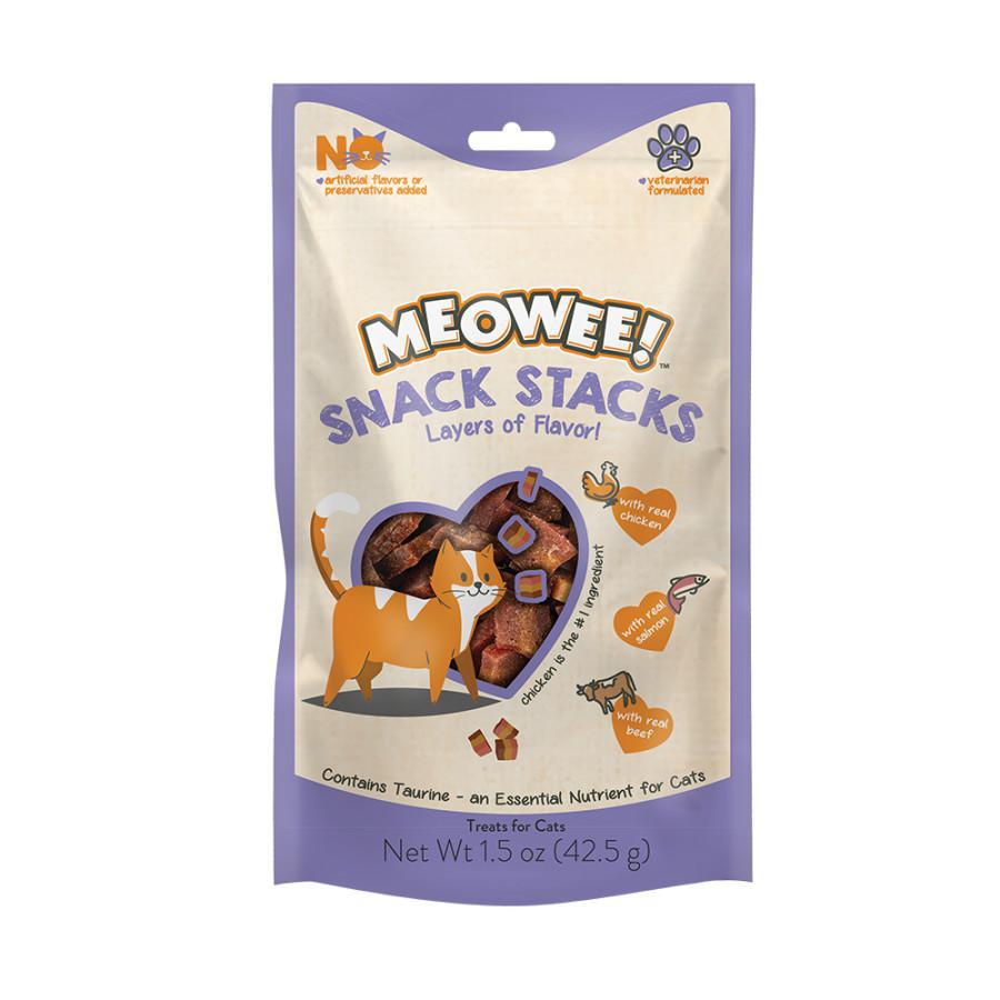 Meowee! Snack Stacks Cat Treat Real Chicken, Real Salmon & Real Beef 1.5OZ