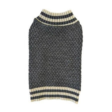 Pet Sweater - Waffle Knit Sweater, Grey with Tan Stripes