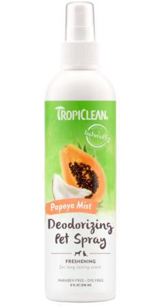 Tropiclean Pet Spray Deodorizing Spray Papaya Mist Freshening 8 oz