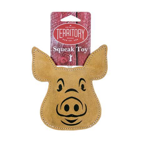 Territory Dog Toy Leather Pig w/Squeaker 6.5"