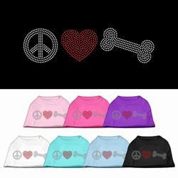 Peace Love Bone Rhinestone T-shirt - Mr Mochas Pet Supplies