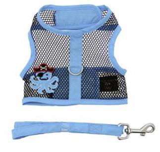 Pirate Cool Mesh Dog Harness - Pirate Octopus Blue and Black Doggie Design