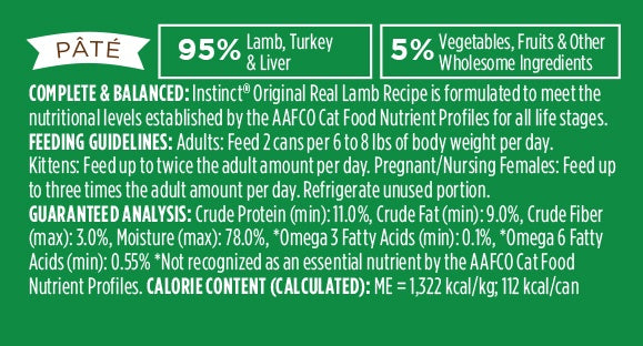 Instinct Grain-Free Lamb Formula Canned Cat Food - Mr Mochas Pet Supplies