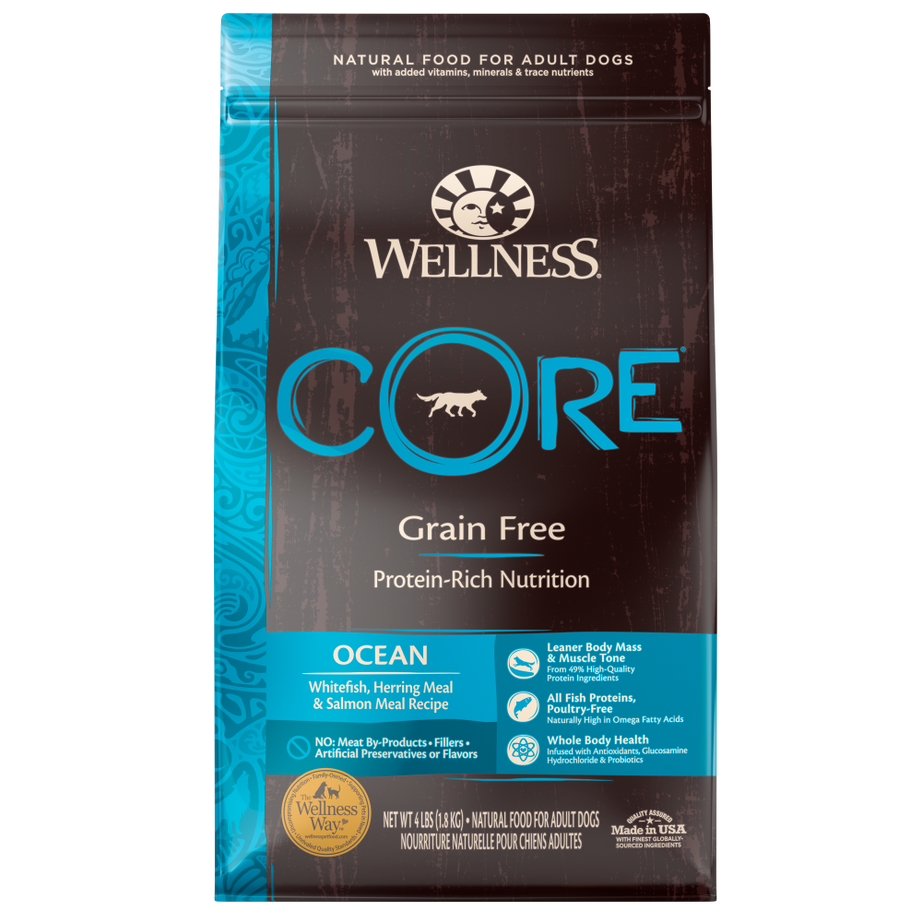 Wellness CORE Natural Grain Free Ocean Whitefish, Herring & Salmon Recipe Dry Dog Food - Mr Mochas Pet Supplies