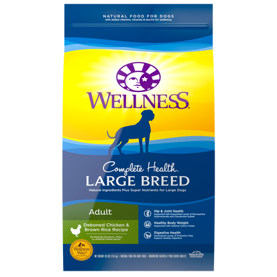 Wellness Complete Health Natural Large Breed Adult Chicken and Brown Rice Recipe Dry Dog Food - Mr Mochas Pet Supplies