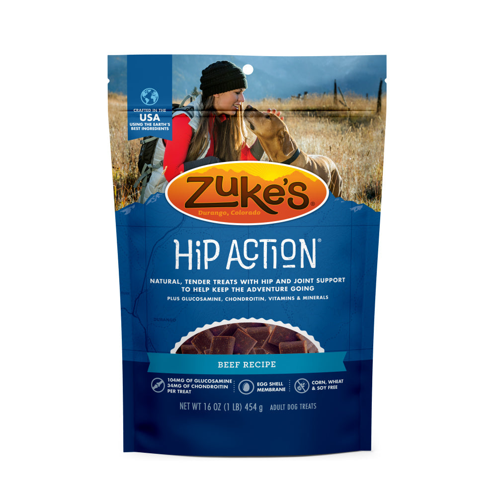 Zukes Hip Action Beef Dog Treats with Glucosamine and Chondroitin - Mr Mochas Pet Supplies