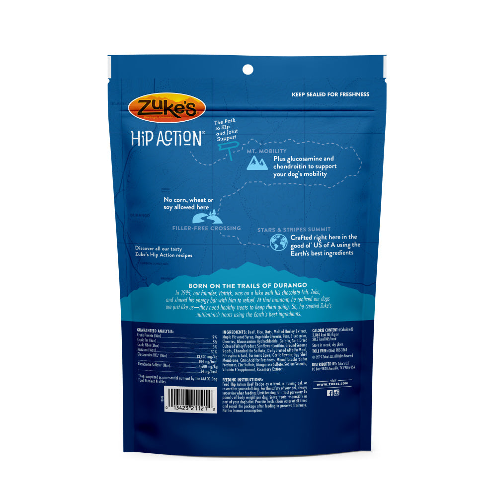 Zukes Hip Action Beef Dog Treats with Glucosamine and Chondroitin - Mr Mochas Pet Supplies