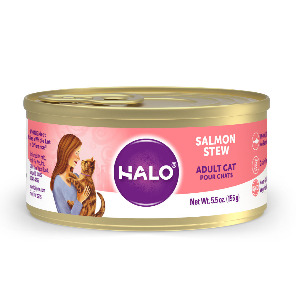 Halo Holistic Grain Free Adult Salmon Stew Canned Cat Food - Mr Mochas Pet Supplies