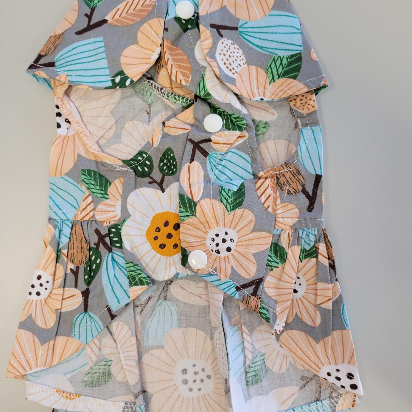 light cotton dress light grey with multiple flowers