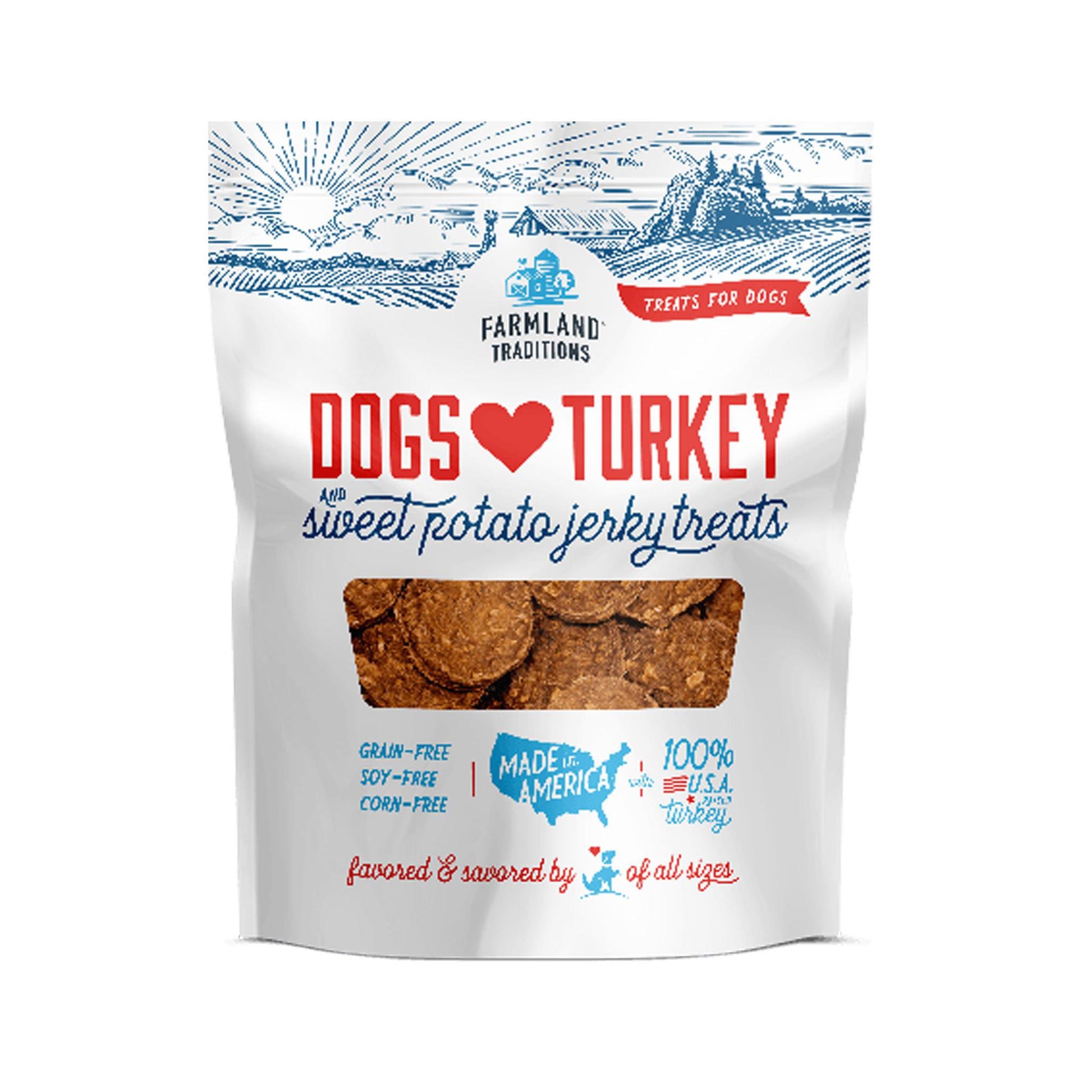 Farmland Traditions Dogs Love Turkey Sweet Pot Jerky 5 oz - Mr Mochas Pet Supplies