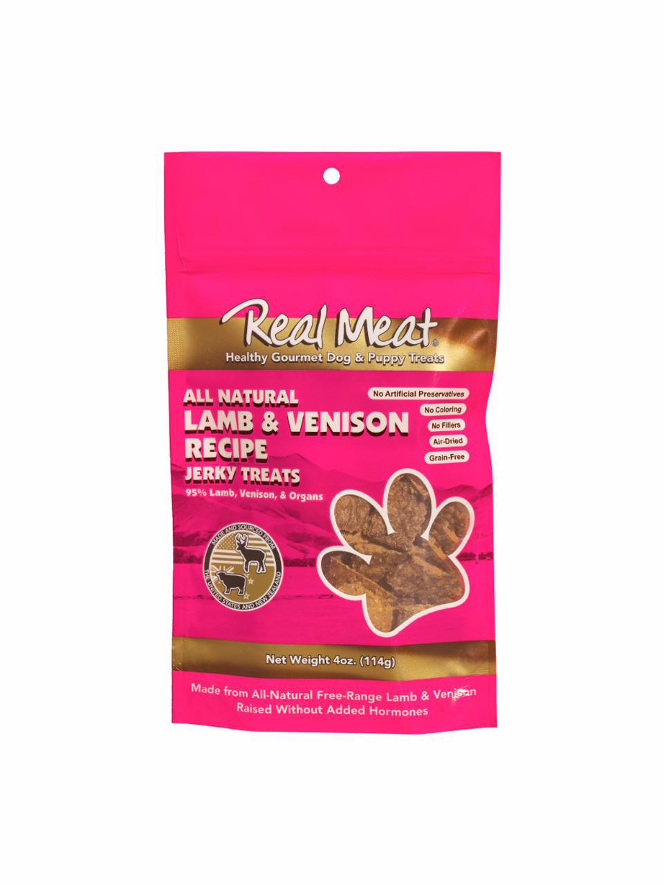 Real Meat Dog Treat Lamb & Venison 4 oz - Mr Mochas Pet Supplies