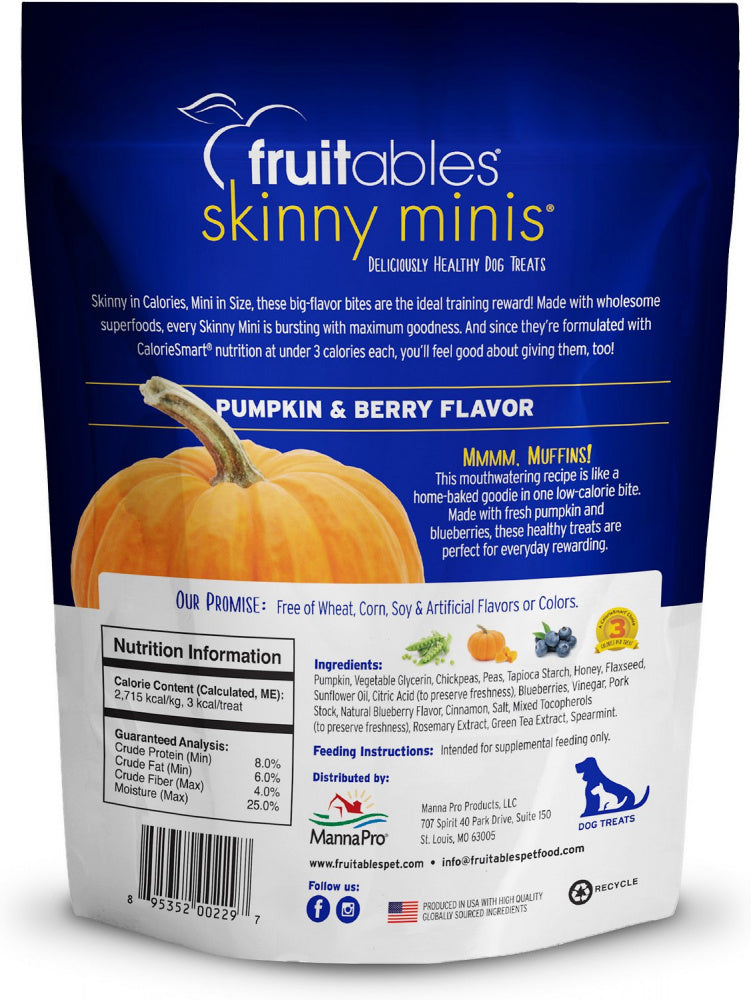 Fruitables Skinny Mini Pumpkin & Blueberry Dog Treats - Mr Mochas Pet Supplies