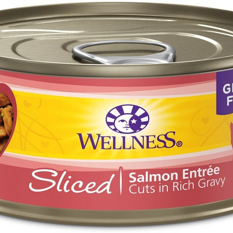 Wellness Grain Free Natural Sliced Salmon Entree Wet Canned Cat Food - Mr Mochas Pet Supplies