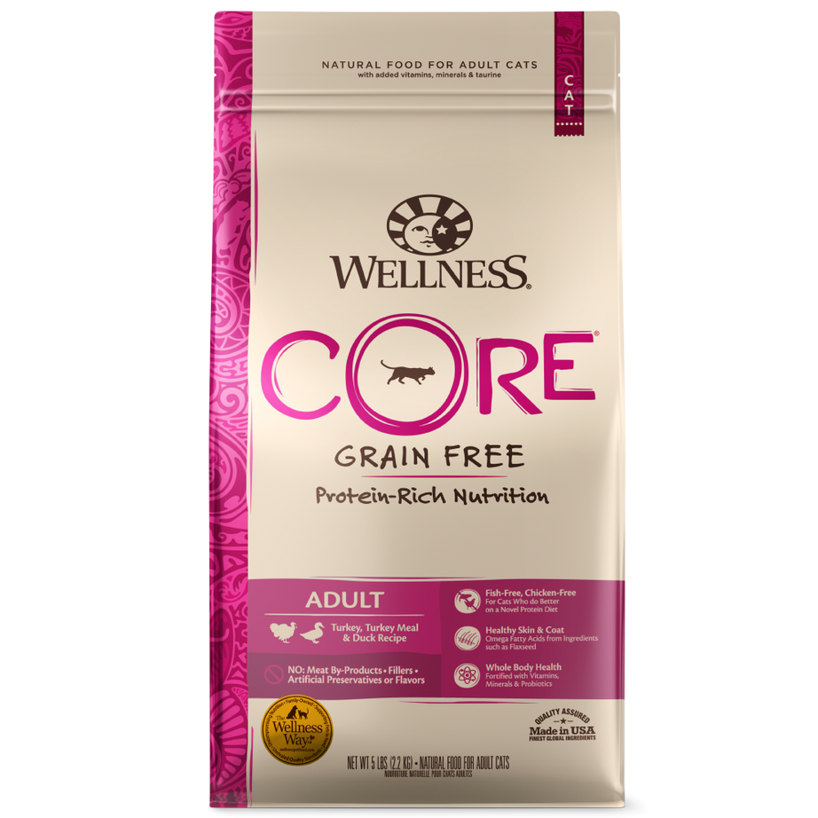 Wellness CORE Grain Free Natural Turkey, Turkey Meal, and Duck Dry Cat Food - Mr Mochas Pet Supplies