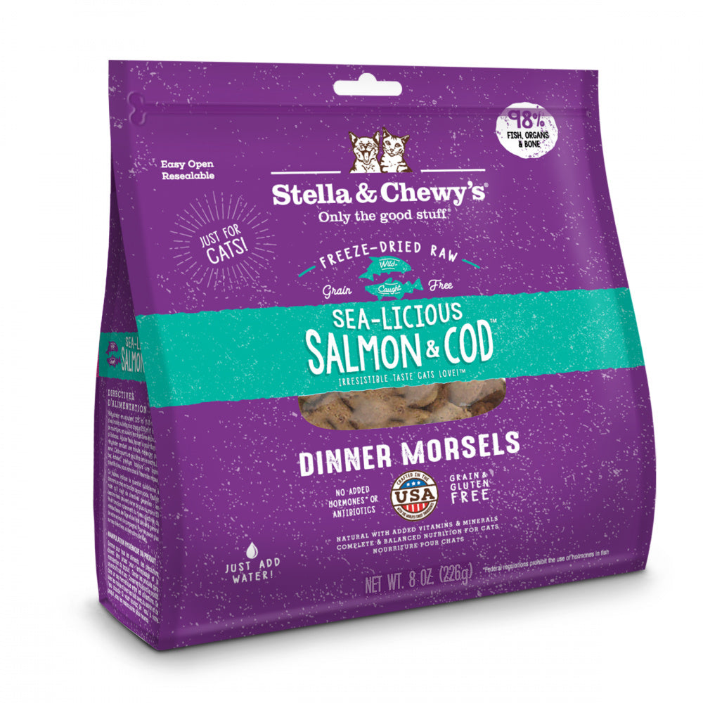 Stella & Chewy's Sea-Licious Salmon & Cod Dinner Morsels Grain Free Freeze Dried Raw Cat Food - Mr Mochas Pet Supplies