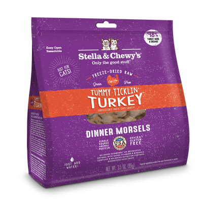 Stella & Chewy's Tummy Ticklin' Turkey Dinner Morsels Grain Free Freeze Dried Raw Cat Food - Mr Mochas Pet Supplies