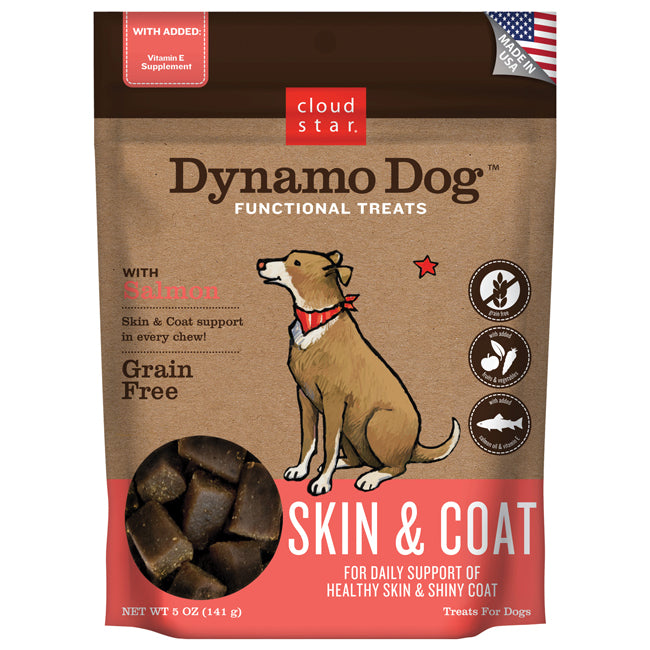 Cloud Star Dynamo Dog Functional Soft Chews Skin and Coat Salmon Dog Treats - Mr Mochas Pet Supplies
