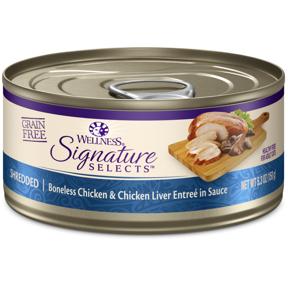 Wellness Signature Selects Grain Free Natural White Meat Chicken and Chicken Liver Entree in Sauce Wet Canned Cat Food - Mr Mochas Pet Supplies