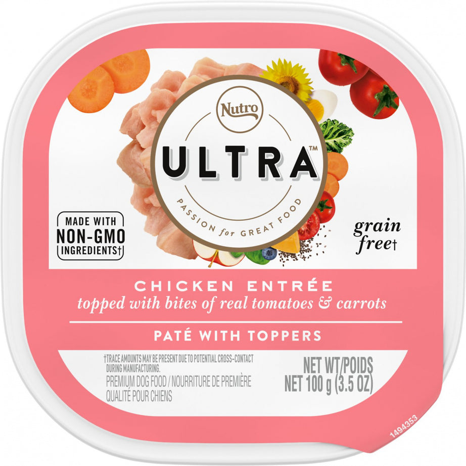 Nutro Ultra Grain-Free Chicken Entree Pate with Tomatoes and Carrots Adult Wet Dog Food Trays