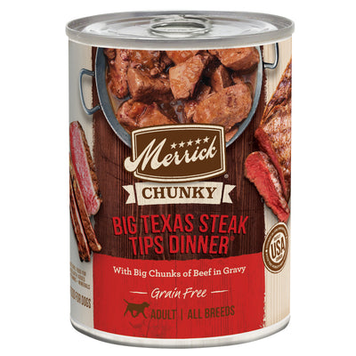Merrick Grain Free Big Texas Steak Tips Dinner Canned Dog Food - Mr Mochas Pet Supplies