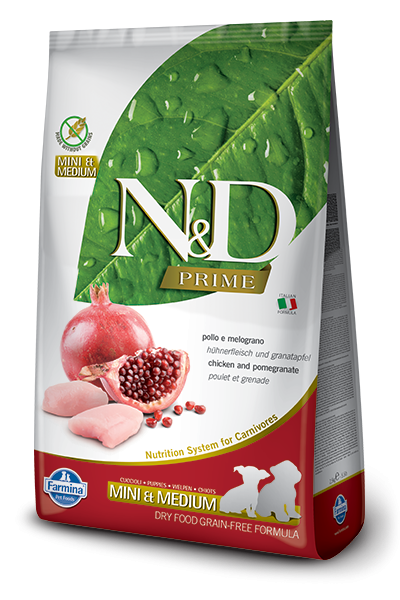 Farmina N&D Prime Natural & Delicious Grain Free Mini & Medium Puppy Chicken & Pomegranate Dry Dog Food - Mr Mochas Pet Supplies