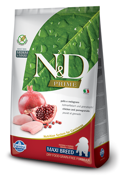 Farmina N&D Natural and Delicious Grain Free Maxi Puppy Chicken & Pomegranate Dry Dog Food - Mr Mochas Pet Supplies