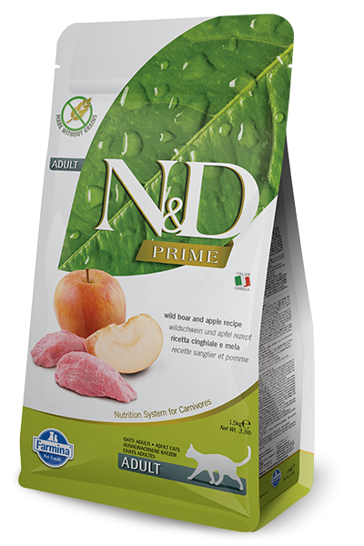 Farmina Prime N&D Natural & Delicious Grain Free Adult Wild Boar & Apple Dry Cat Food - Mr Mochas Pet Supplies