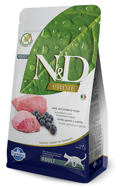 Farmina Prime N&D Natural & Delicious Grain Free Adult Lamb & Blueberry Dry Cat Food - Mr Mochas Pet Supplies
