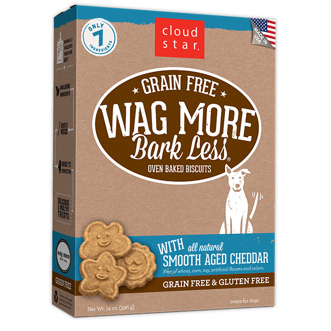 Cloud Star Wag More Bark Less Oven Baked Gain Free Smooth Aged Cheddar Dog Treats - Mr Mochas Pet Supplies