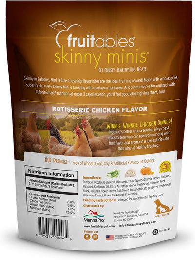 Fruitables Skinny Minis Rotisserie Chicken Flavor Soft & Chewy Dog Treats - Mr Mochas Pet Supplies