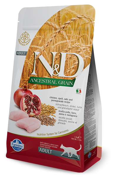 Farmina N&D Natural & Delicious Low Grain Adult Chicken & Pomegranate Dry Cat Food - Mr Mochas Pet Supplies