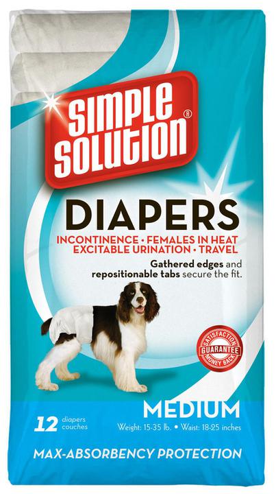Simple Solution Disposable Diapers - Medium 12pk - Mr Mochas Pet Supplies