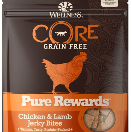 Wellness CORE Natural Grain Free Pure Rewards Chicken and Lamb Recipe Jerky Bites Dog Treats - Mr Mochas Pet Supplies
