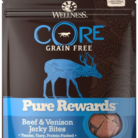 Wellness CORE Natural Grain Free Pure Rewards Beef and Venison Recipe Jerky Bites Dog Treats - Mr Mochas Pet Supplies