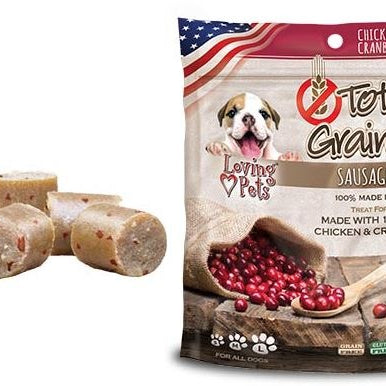 Loving Pets Totally Grainless Grain Free Chicken and Cranberry Recipe Sausage Bites Dog Treats - Mr Mochas Pet Supplies