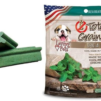 Loving Pets Totally Grainless Grain Free Fresh Breath Mint Recipe Dental Care Dog Treats - Mr Mochas Pet Supplies