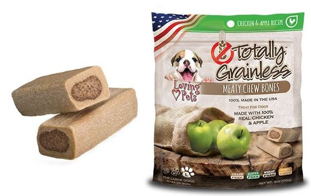 Loving Pets Totally Grainless Grain Free Chicken and Apple Recipe Meaty Chew Bones Dog Treats - Mr Mochas Pet Supplies