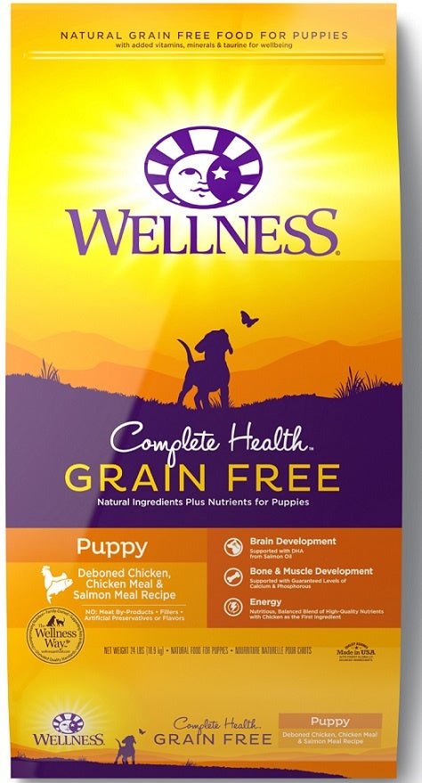 Wellness Complete Health Grain Free Puppy Deboned Chicken, Chicken Meal and Salmon Meal Recipe Dry Dog Food - Mr Mochas Pet Supplies