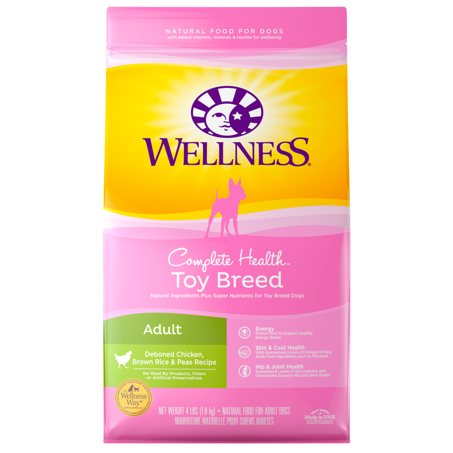 Wellness Toy Breed Complete Health Adult Deboned Chicken, Brown Rice & Peas Recipe Dry Dog Food - Mr Mochas Pet Supplies