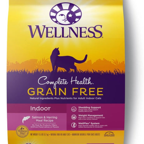 Wellness Complete Health Natural Indoor Adult Grain Free Salmon and Herring Dry Cat Food - Mr Mochas Pet Supplies