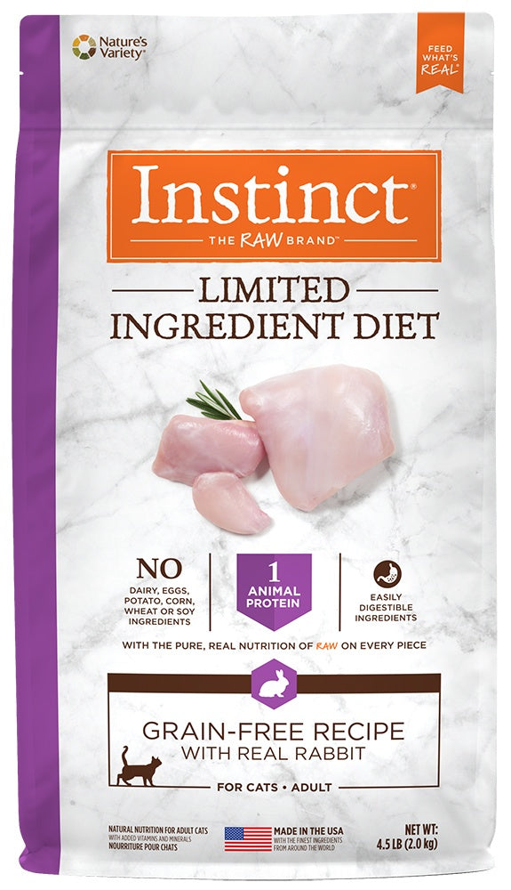 Instinct Limited Ingredient Diet Adult Grain Free Recipe with Real Rabbit Natural Dry Cat Food - Mr Mochas Pet Supplies