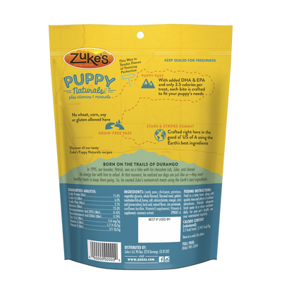 Zukes Puppy Naturals Grain Free Lamb and Chickpea Dog Treats - Mr Mochas Pet Supplies