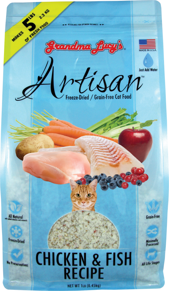 Grandma Lucy's Artisan Grain-Free  Chicken and Fish Freeze-Dried Cat Food - Mr Mochas Pet Supplies