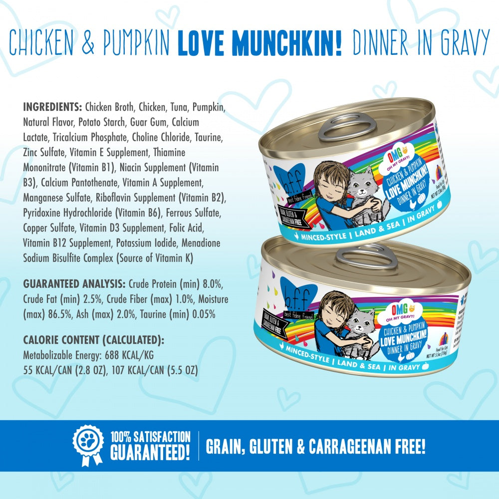 Weruva BFF Oh My Gravy Love Munchkin Grain Free Chicken & Pumpkin in Gravy Canned Cat Food - Mr Mochas Pet Supplies