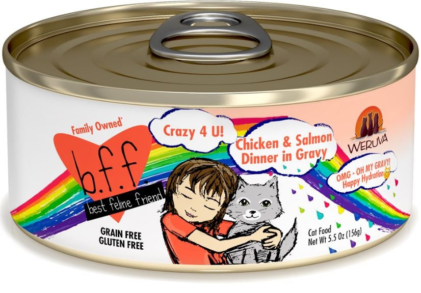 Weruva BFF Oh My Gravy Crazy 4 U Grain Free Chicken & Salmon in Gravy Canned Cat Food - Mr Mochas Pet Supplies